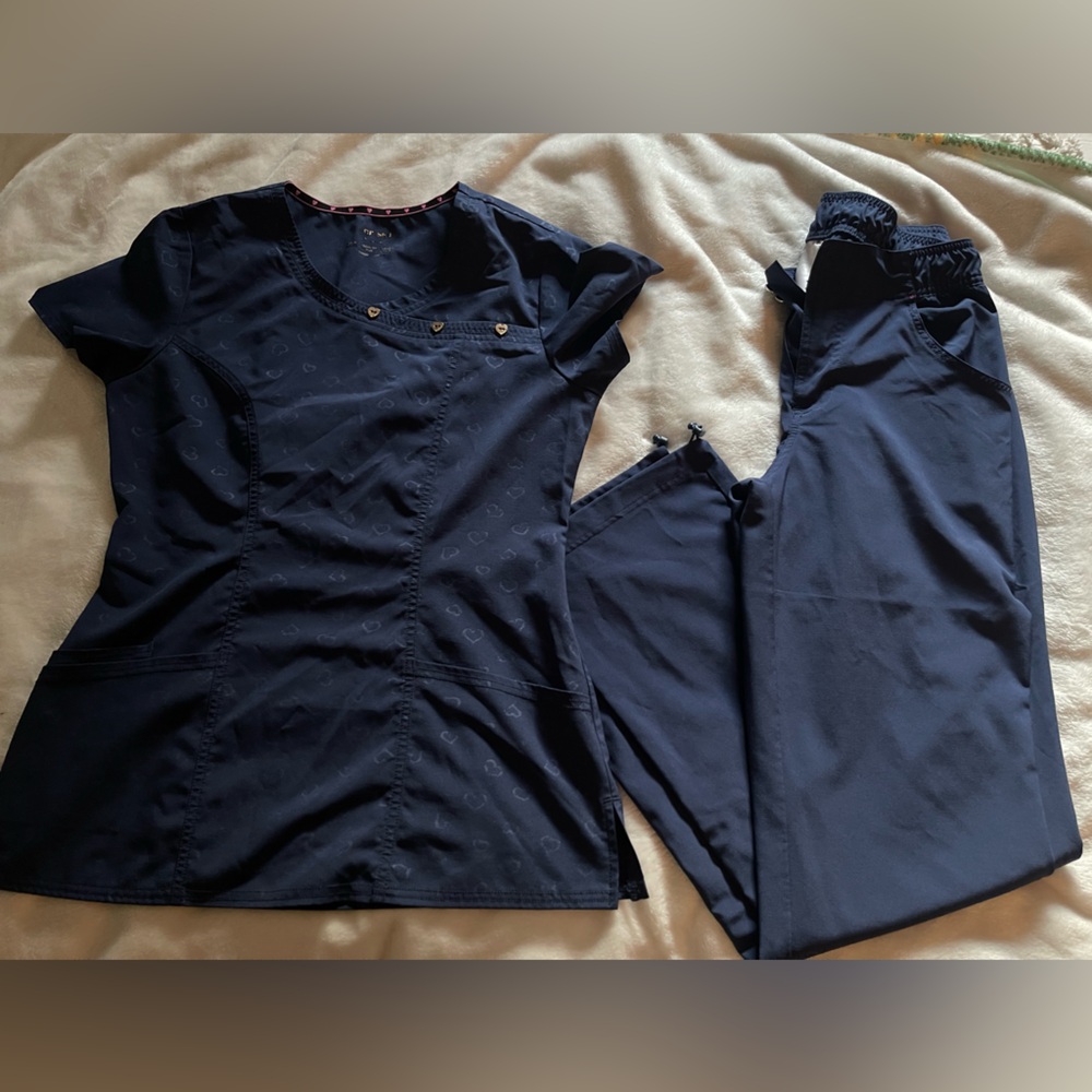 Heart Soul Navy Blue Scrub Set